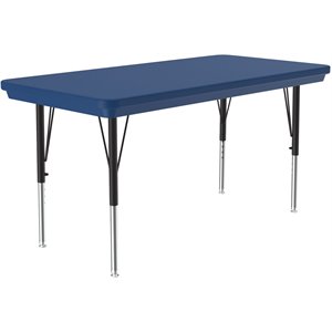 Correll 24&quotW x 48&quotD Blow-Molded Plastic Resin Top Activity Table in Blue