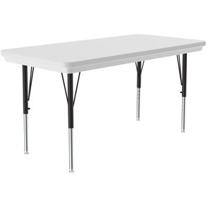 Correll 24&quotW x 48&quotD Blow-Molded Plastic Resin Top Activity Table in Gray Granite