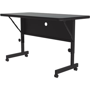 Correll 24&quotW x 48D Deluxe High Pressure Top Flip Top Table Montana Brown Granite