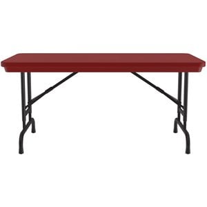 Correll 22-32&quot Adjustable H.D. Plastic Duty Blow-Molded Folding Table in Red