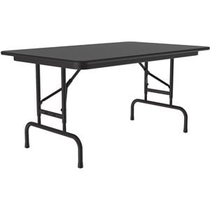 Correll 22-32&quotH Adjustable Height Melamine Top Folding Table in Black Granite