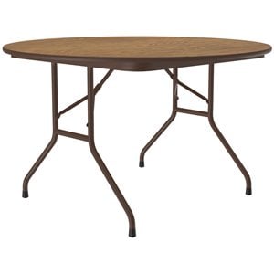 Correll 48&quotW x 48&quotD Melamine Top Folding Table in Medium Oak