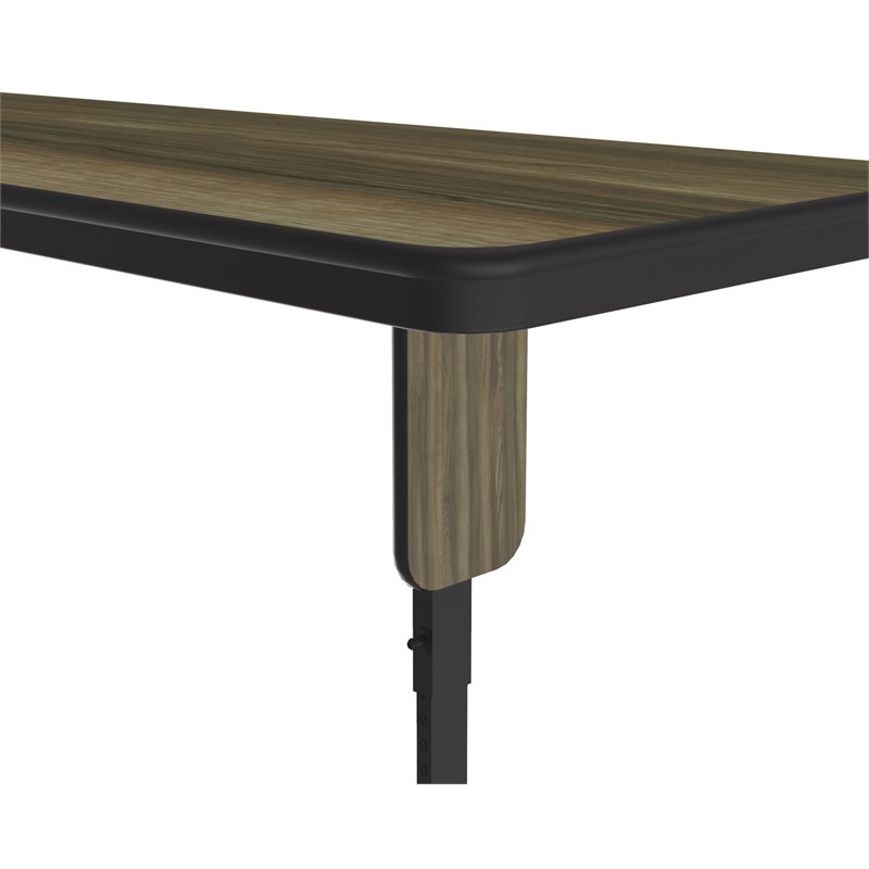 Adjustable Height 3/4 High Pressure Folding Seminar Table Colonial Hickory Brown