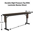 Adjustable Height 3/4 High Pressure Folding Seminar Table Colonial Hickory Brown