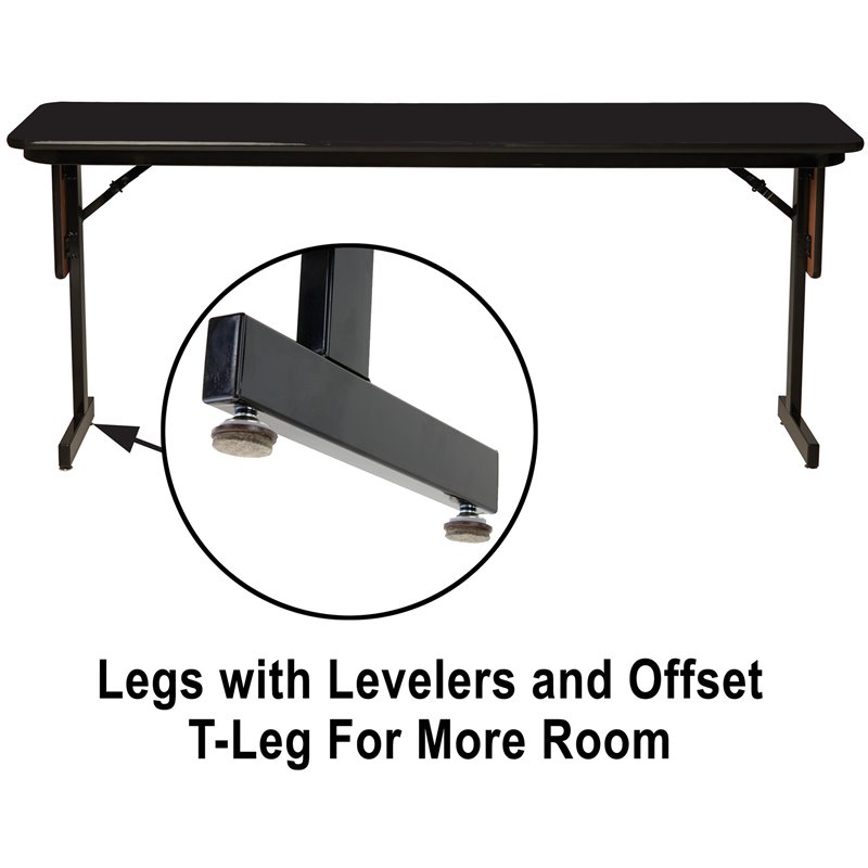 Adjustable Height 3/4 High Pressure Folding Seminar Table Colonial Hickory Brown