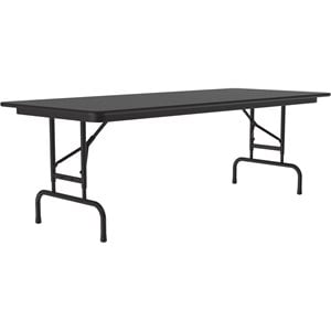 Correll 22-32&quotH Adjustable Height Melamine Top Folding Table in Black Granite