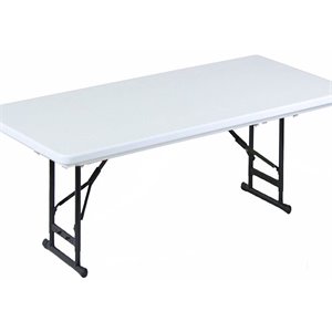 Correll 17-27&quotH Adjustable Heavy Duty Blow-Molded Folding Table in Gray Granite