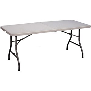 Correll 30&quotW x 72&quotD Economy Blow-Molded Plastic Fold in Half Table in Gray