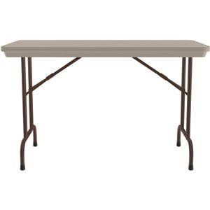 Correll 24&quotW x 48&quotD H-D Plastic Blow-Molded Folding Table in Mocha Brown