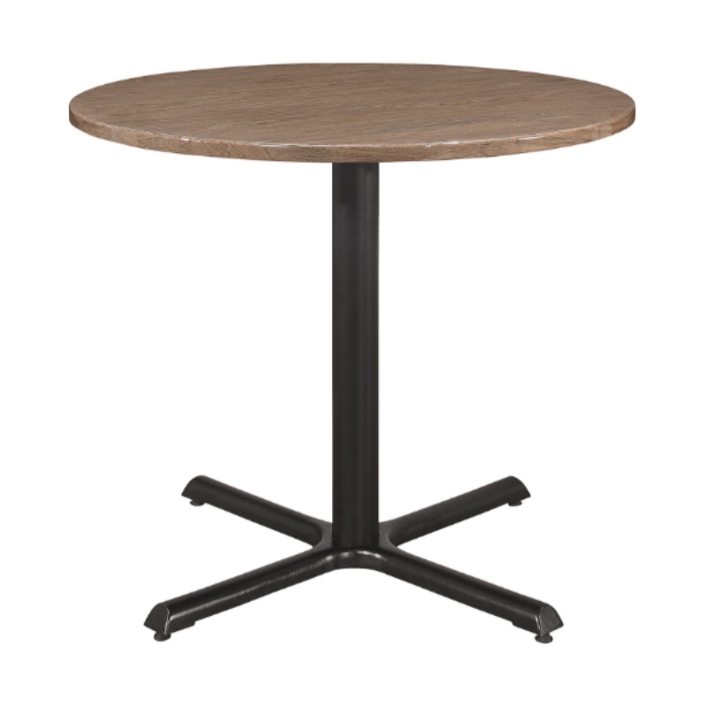 Correll English Walnut Wood Cafe Bistro Table with 4 Black Ladder Back Chairs