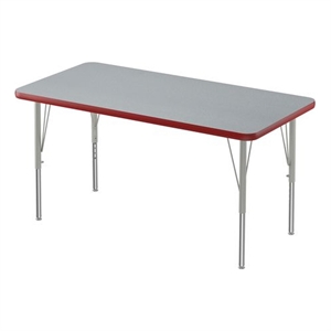 Correll 24&quotW Commercial Laminate Wood Top Activity Table in Gray Granite/Red