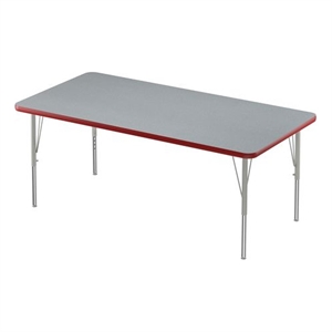 Correll 30&quotW Commercial Laminate Wood Top Activity Table in Gray Granite/Red
