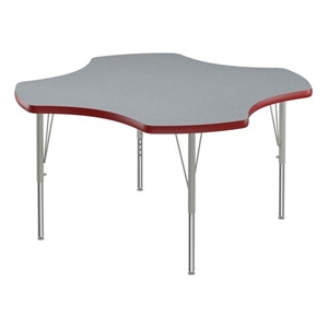Correll 48&quot Clover Commercial Wood Top Activity Table in Gray Granite/Red