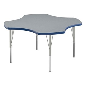 Correll 48&quot Clover Commercial Wood Top Activity Table in Gray Granite/Blue