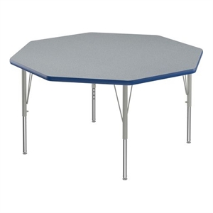 Correll 48&quot Octogonal Commercial Wood Top Activity Table in Gray Granite/Blue