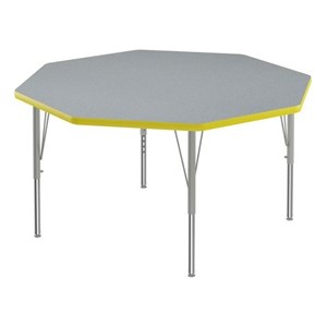 Correll 48&quot Octogonal Commercial Wood Top Activity Table in Gray Granite/Yellow