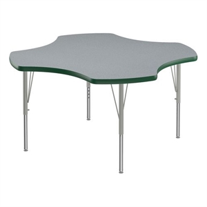 Correll 48&quot Clover Commercial Wood Top Activity Table in Gray Granite/Green