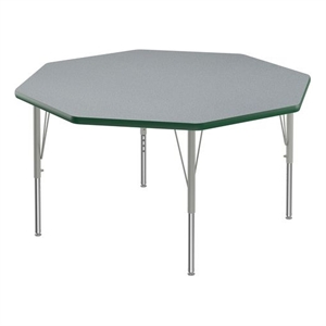 Correll 48&quot Octogonal Commercial Wood Top Activity Table in Gray Granite/Green