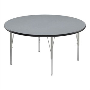 Correll 48&quot Round Commercial Wood Top Activity Table in Gray Granite/Black