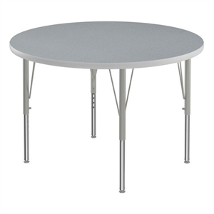 Correll 42&quot Round Commercial Laminate Wood Top Activity Table in Gray Granite