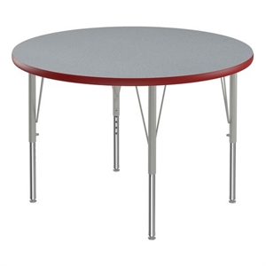 Correll 42&quot Round Commercial Laminate Wood Top Activity Table in Gray/Red