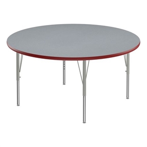 Correll 48&quot Round Commercial Wood Top Activity Table in Gray Granite/Red