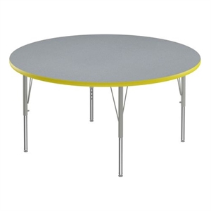 Correll 48&quot Round Commercial Wood Top Activity Table in Gray Granite/Blue