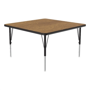 Correll Thermal Fused 36&quot Square Laminate Wood Activity Table in Medium Oak