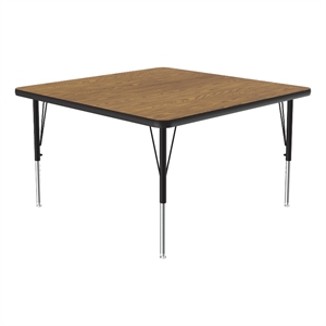 Correll Thermal Fused 48&quot Square Laminate Wood Activity Table in Medium Oak