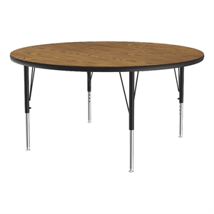 Correll Thermal Fused 48&quot Round Laminate Wood Activity Table in Medium Oak