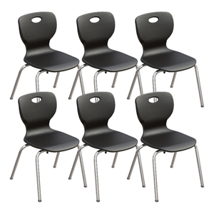 Correll CSC 14&quot Classic Metal/Plastic Stacking Student Chair in Black (Set of 6)