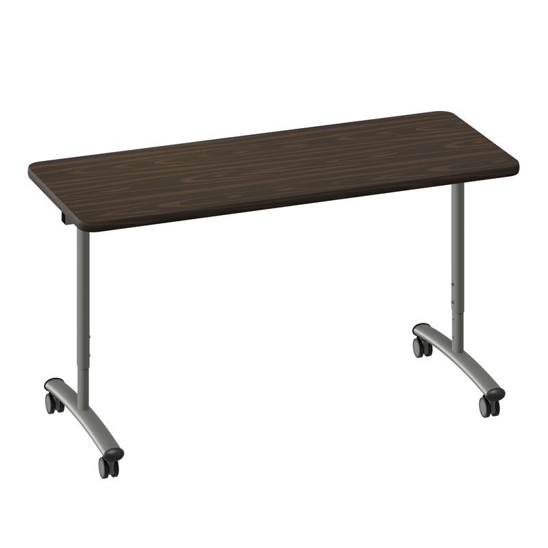 Correll Premium Sit to Stand  Flip Top Nesting Table 24x60 Walnut Wood Laminate