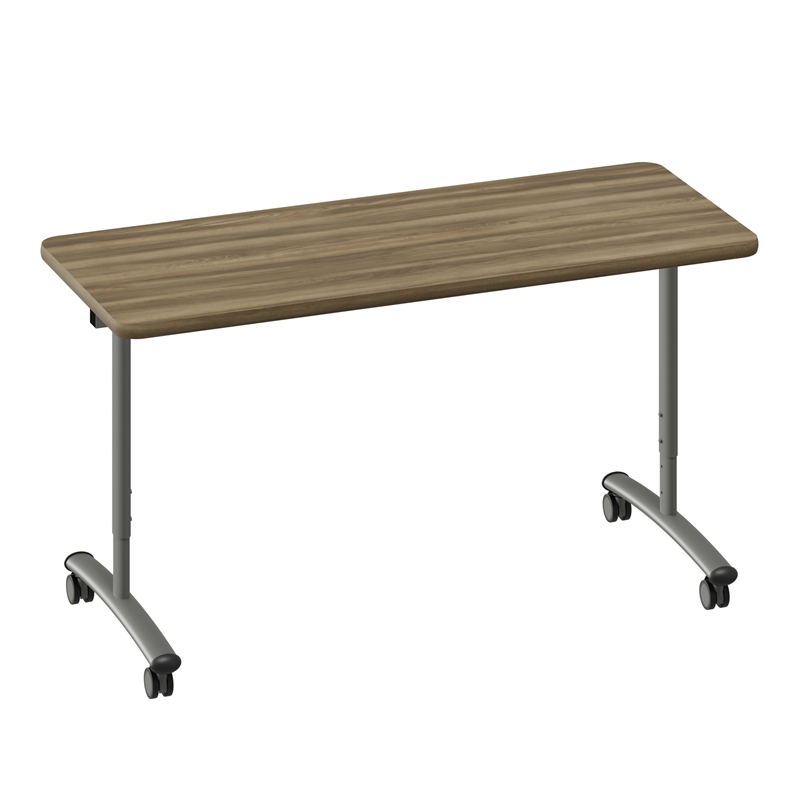 Correll Premium Sit to Stand  Flip Top Table 24x60 Hickory Brown Wood Laminate