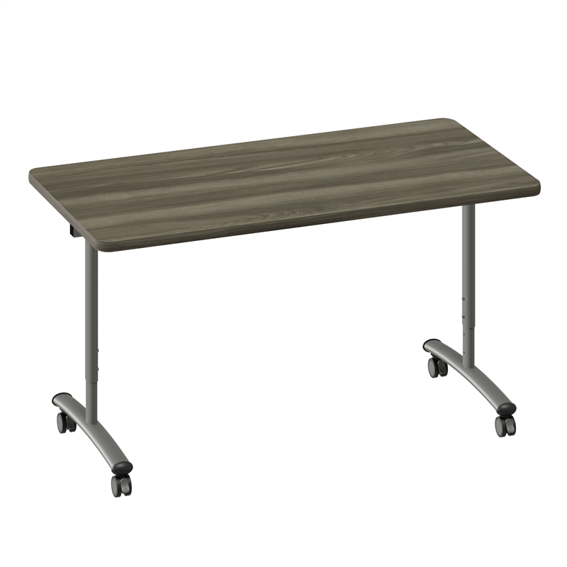 Correll Premium Sit to Stand  Flip Top Table 30x60 Driftwood Wood Laminate
