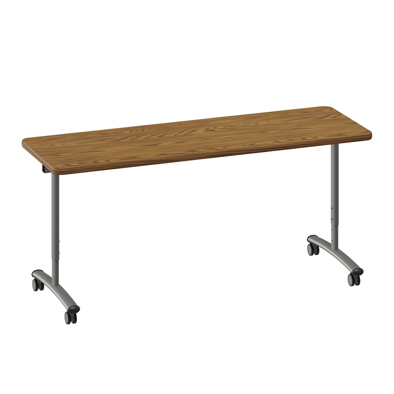 Correll Premium Sit to Stand  Flip Top Table 30x72 Oak Wood Laminate