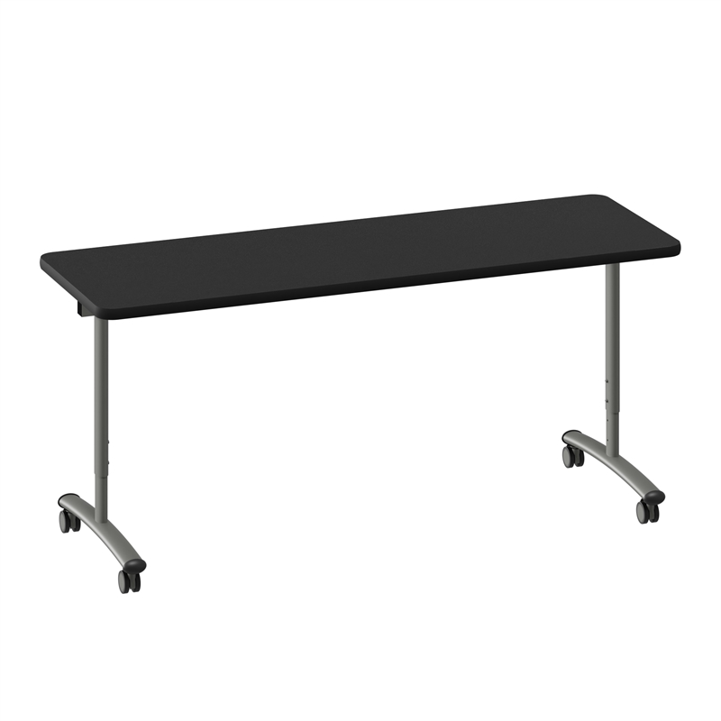Correll Premium Sit to Stand  Flip Top Table 30x72 Black Wood Laminate