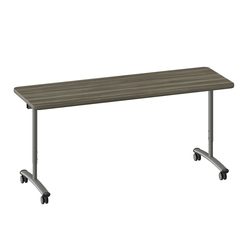 Correll Premium Sit to Stand  Flip Top Table 30x72 Driftwood Wood Laminate