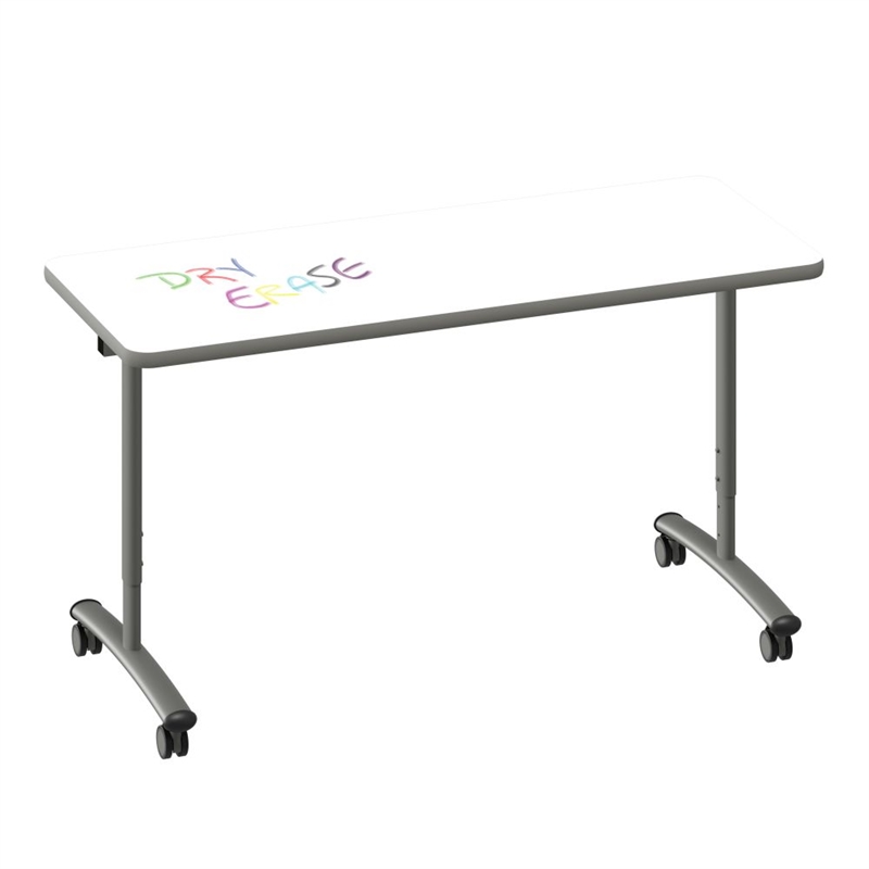 Premium Dry Erase Markerboard Top Flip Top Table Frosty White Wood Laminate