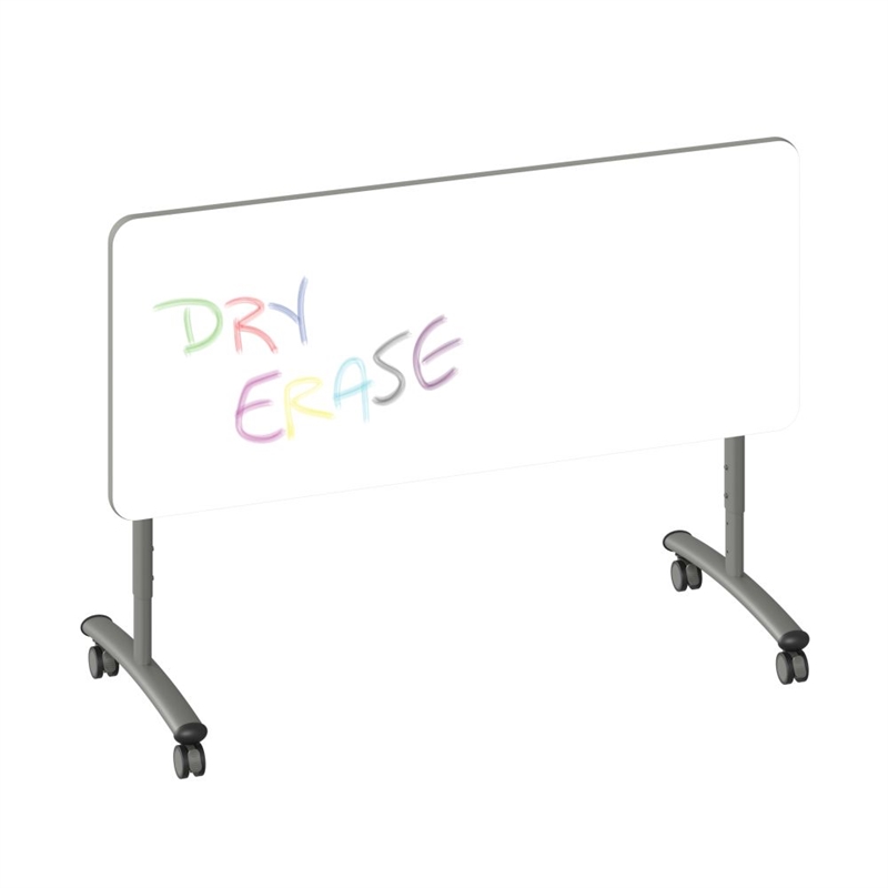 Premium Dry Erase Markerboard Top Flip Top Table Frosty White Wood Laminate