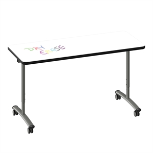 Premium Dry Erase Markerboard Top Flip Top Table White Wood Laminate