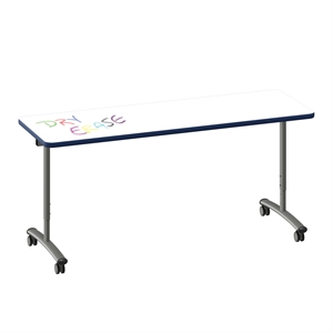 Premium Dry Erase Markerboard Top Flip Top Table White Wood Laminate