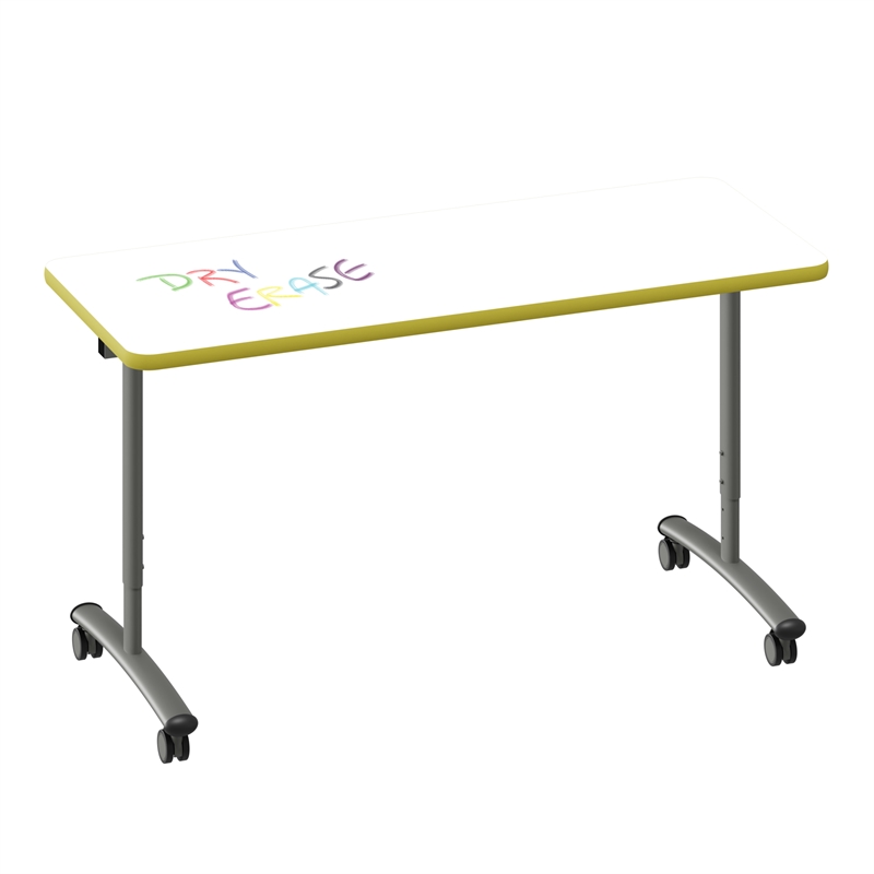 Premium Dry Erase Markerboard Top Flip Top Table White Wood Laminate