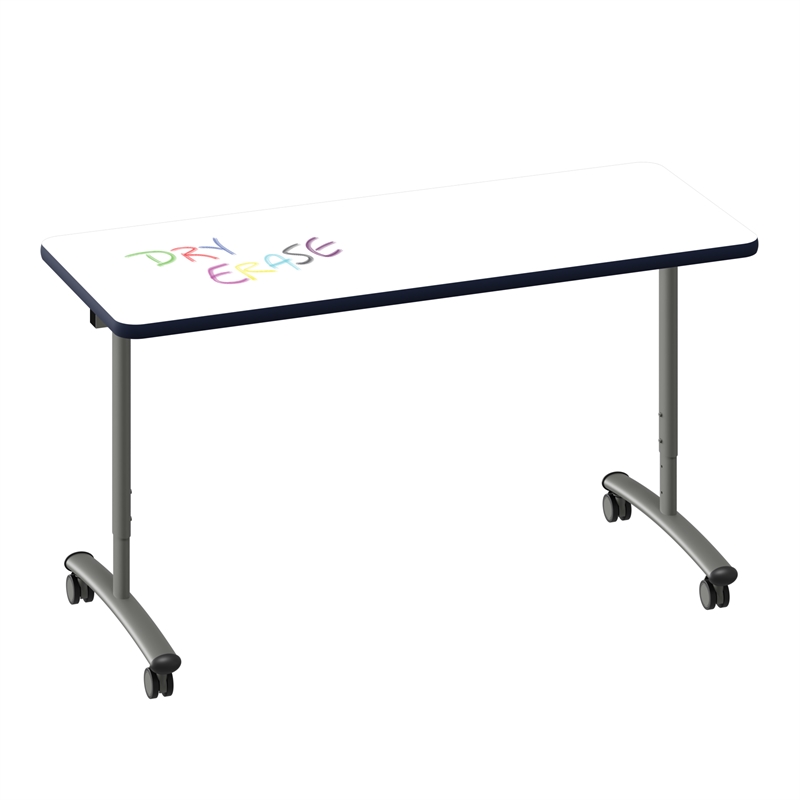 Premium Dry Erase Markerboard Top Flip Top Table White Wood Laminate