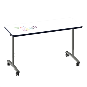 Premium Dry Erase Markerboard Top Flip Top Table White Wood Laminate