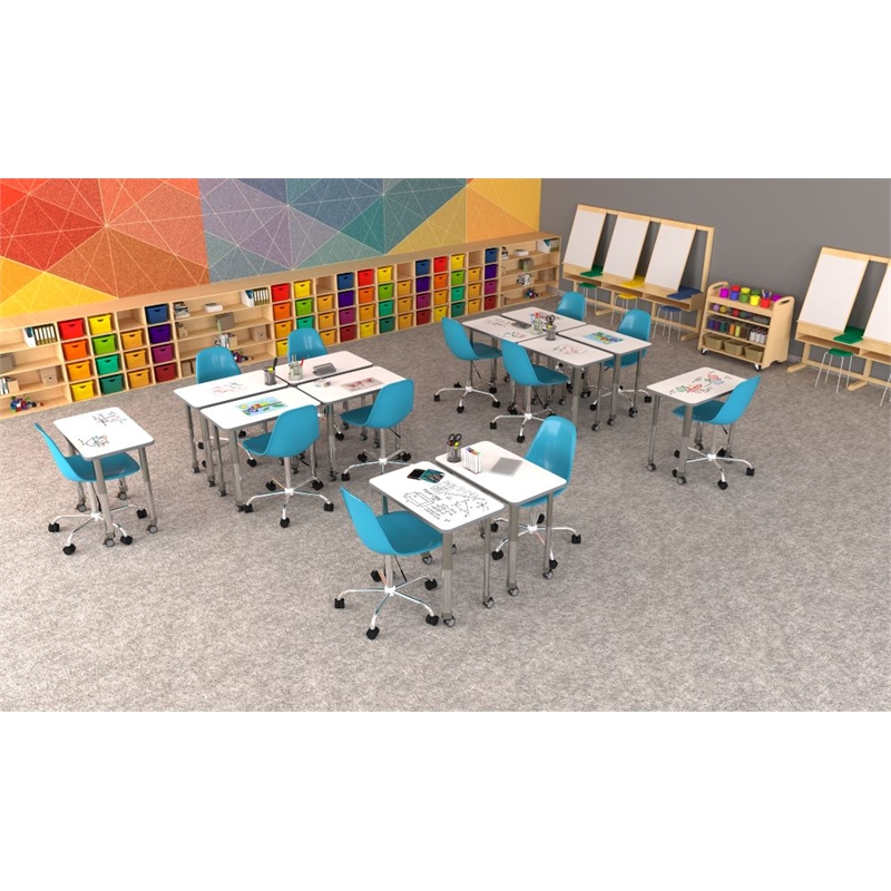Commercial Thermal Fused Wood Laminate Top Collaborative Desk With Casters Black