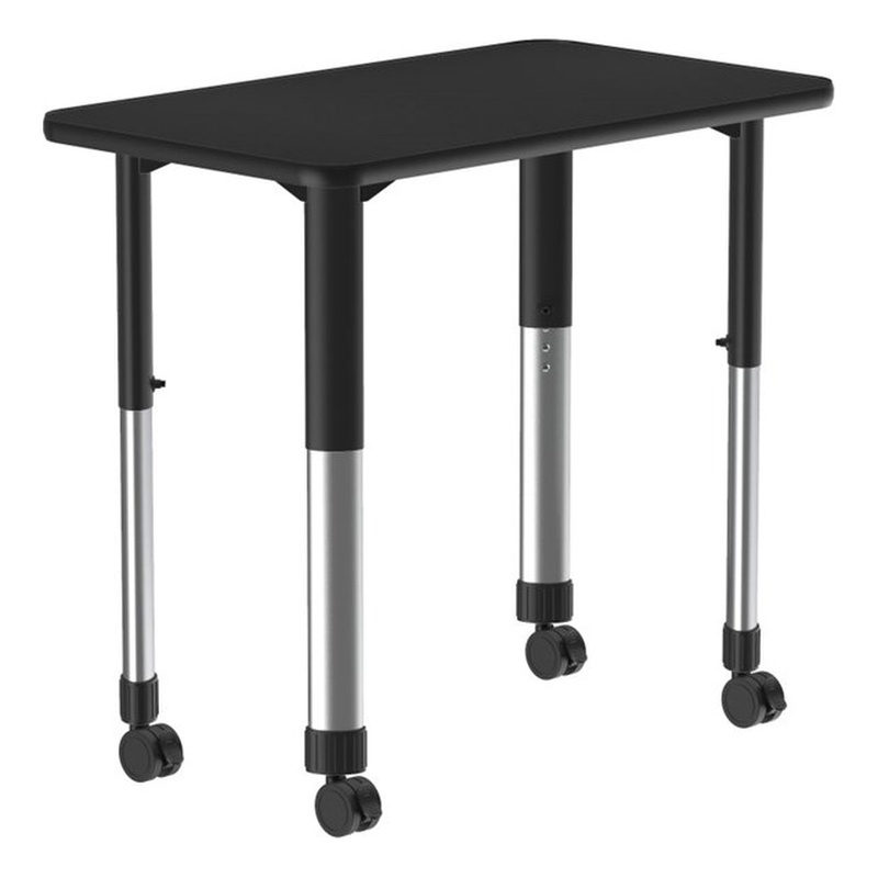 Commercial Thermal Fused Wood Laminate Top Collaborative Desk With Casters Black