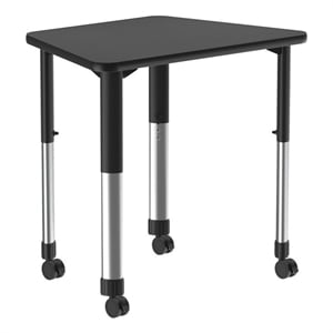 Commercial Thermal Fused Wood Laminate Top Collaborative Desk With Casters Black
