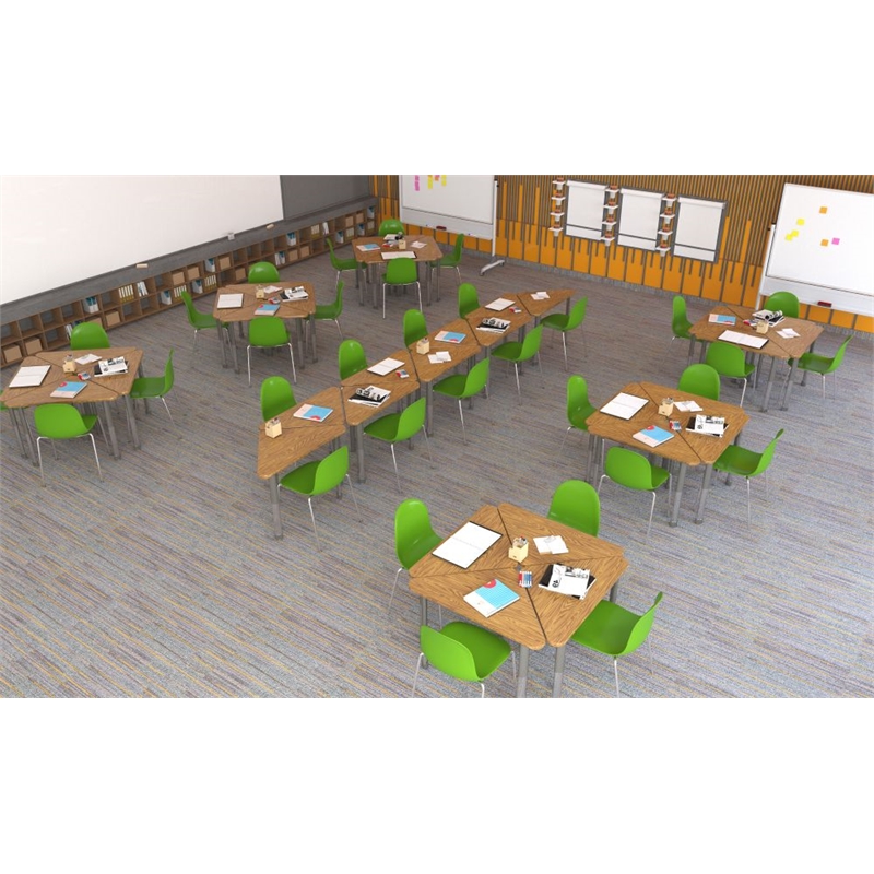 Commercial Thermal Fused Wood Laminate Top Collaborative Desk With Casters Black