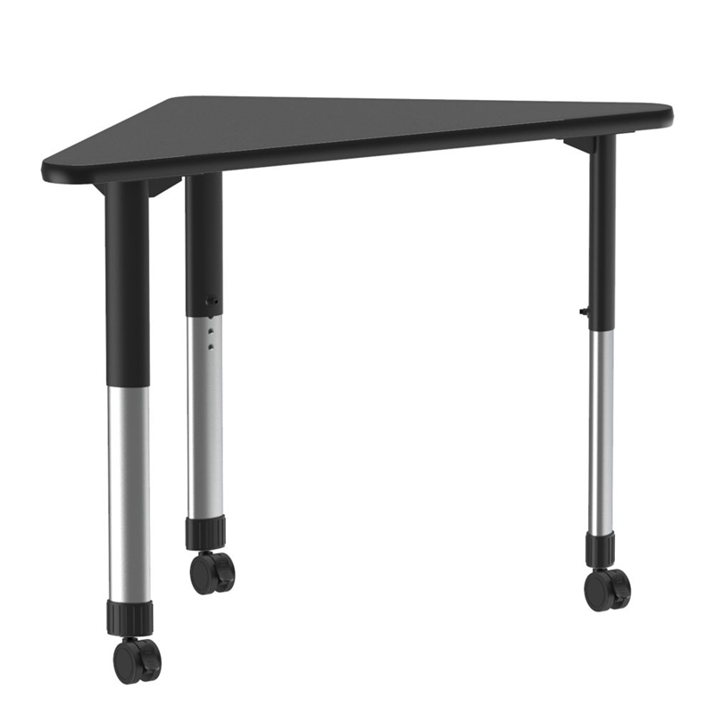 Commercial Thermal Fused Wood Laminate Top Collaborative Desk With Casters Black