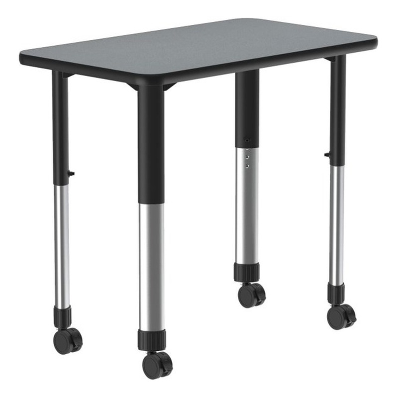 Commercial Thermal Fused Wood Laminate Top Collaborative Desk With Casters Gray